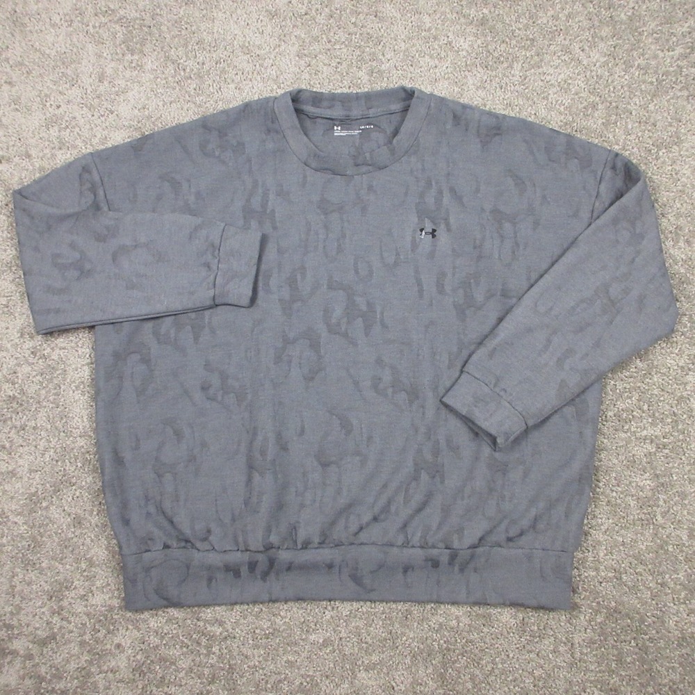 Under Armour Sweater Mens Large Gray Crewneck Sweatshirt Geometric Textured Gym